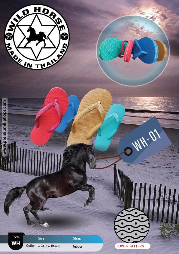 Wild Horse Star Premium Logo Embossed Rubber Slippers